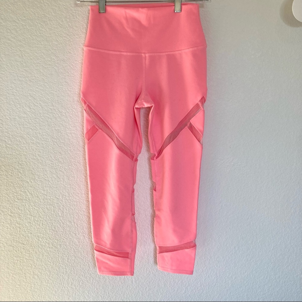 ALO Yoga Pink Mesh Crop Workout Leggings Size XS